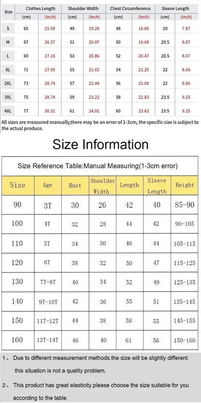 2025 Dragon Ball Animation New Goku Joint T-Shirt Summer Men's and Women's American Loose Casual Parent-Child Short Sleeve Top
