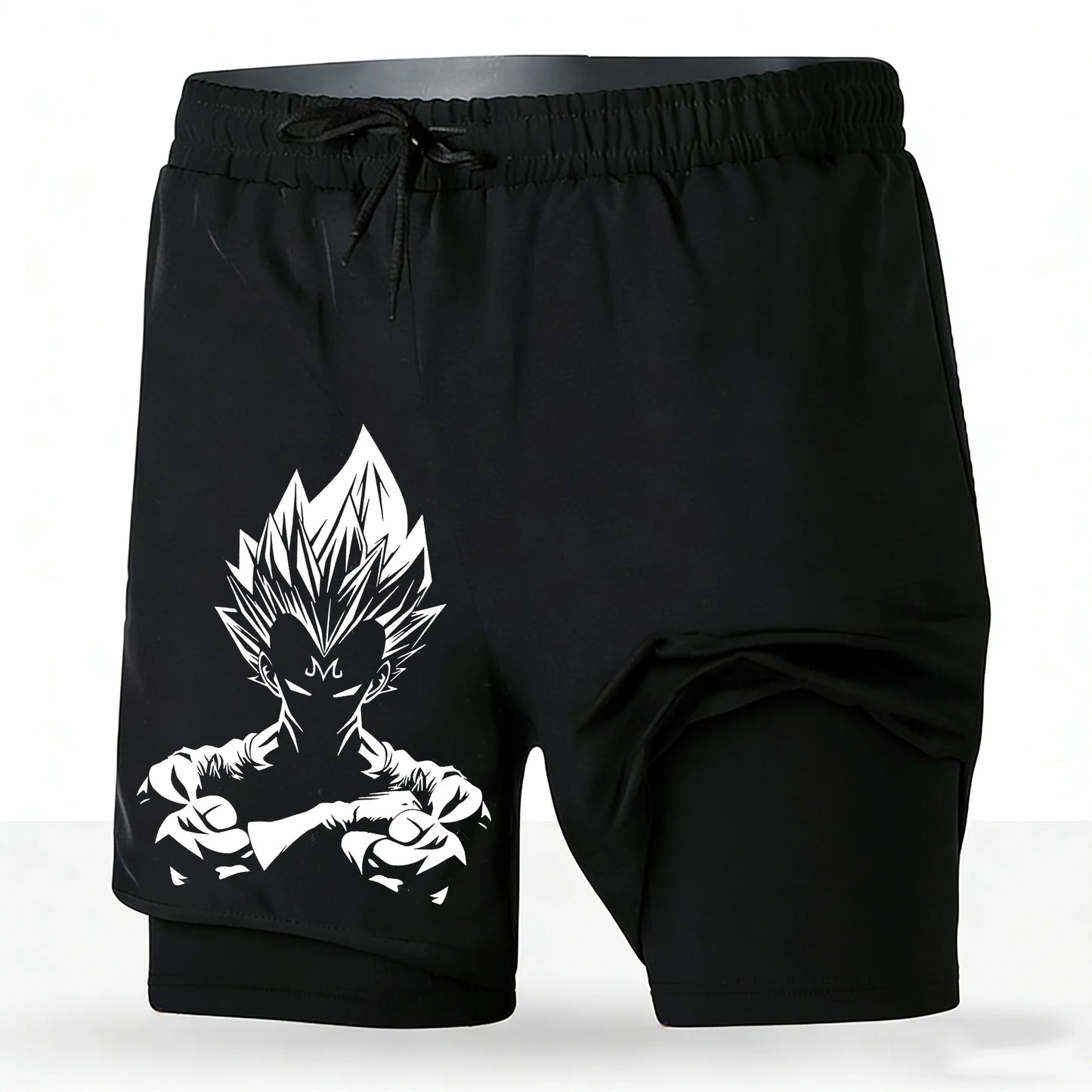 Men's Dragon Ball Anime 2-in-1 Running Shorts Majin Vegeta Print Quick Dry Athletic Workout Shorts 2026 New Unisex