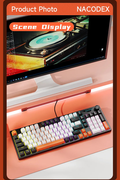 AJAZZ NK98 Wired Mechanical Keyboard: Full-Key Hot-Swap, 98-Key Layout for Precise Performance; Wired, Stable Control, Multi-System Compatibility; Windows Vista/XP/7/8/10/17, Mac: Wired connection for stable control and low l