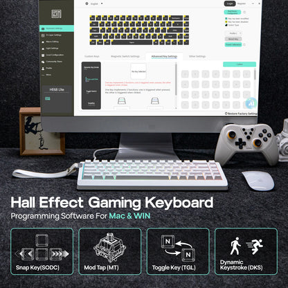EPOMAKER HE68 Lite 65% ANSI US Layout Tray-Mounted Wired Hall Effect Magnetic Mechanical Keyboard DKS SOCD RGB Backlight