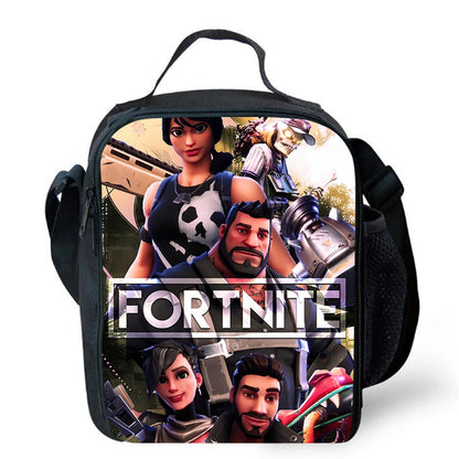 Cartoon FORTNITE Insulated Cooler Lunch Bag Cute Portable Lightweight Picnic Bag for Boys & Girls Age 5-10 Kids Daily Food Bag
