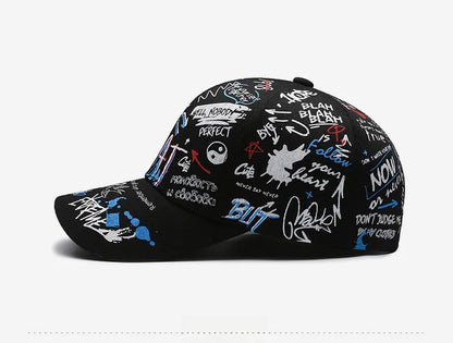 Cappellino da baseball unisex in cotone con graffiti, stampa snapback hip hop alla moda per donna e uomo