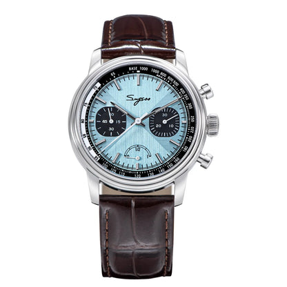 Sugess Men's Pilot 1963 Wristwatch ST1906 Chronograph Handwind Movement Domed Sapphire Waterproof Power Reserve Lume V2