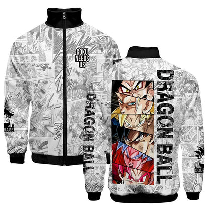 New Fashion Dragon Ball Print Stand Collar Zipper Hoodie Men Women Zipper Hoodies Jackets Long Sleeve Sport Hip Hop Sweatshirts