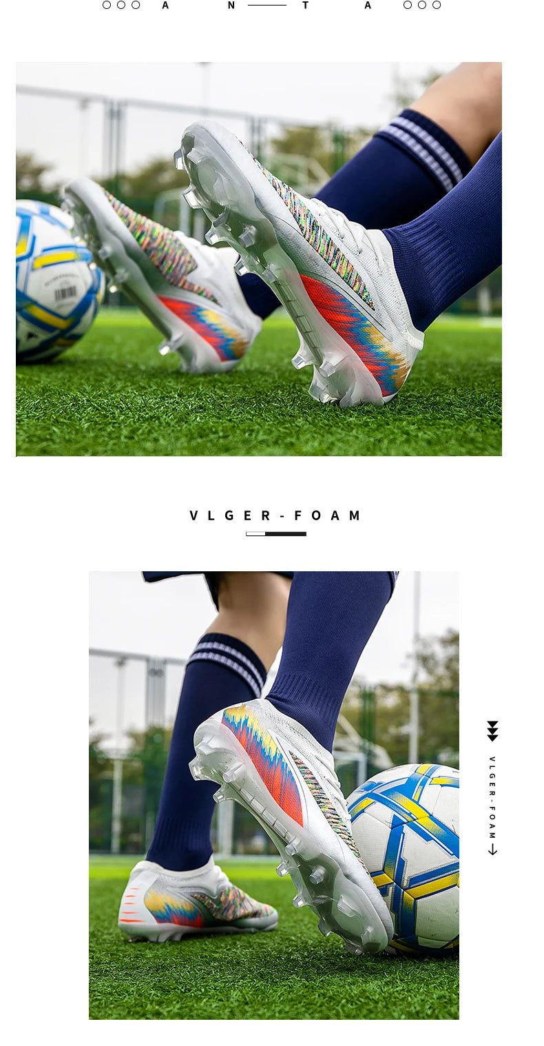 New Men Football Boots Shoes Soccer Match Training Soccer Shoes Non-Slip Cleats Long Spikes FG Ultralight Outdoor Drop Shipping