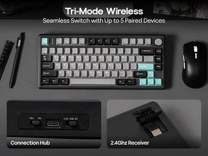 EPOMAKER TH80 V2 75% ANSI US Layout Gasket Tri-mode Wireless Mechanical Gaming Keyboard with 8000mAh Battey & RGB Backlight
