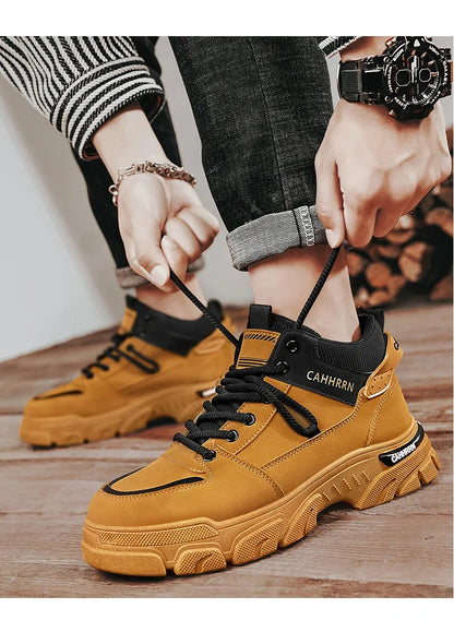 Bottes montantes Unky jaunes et noires 2026 pour hommes – Imperméables et résistantes à l'usure, idéales pour les adolescents du Golfe