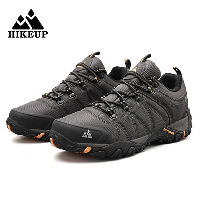 HIKEUP miesten neljän vuodenajan vaelluskengät – ulkoiluun ja urheiluun, aitoa nahkaa, kulutusta kestävät kiipeilykengät, kumipohjaiset trekking-sneakerit