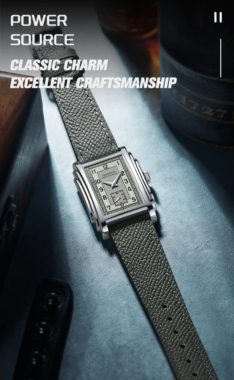 FARASUTE Original Design Square Manual Mechanical Men's Watch Seagull Movement Luxury Retro Sapphire Mirror Waterproof Men Watch