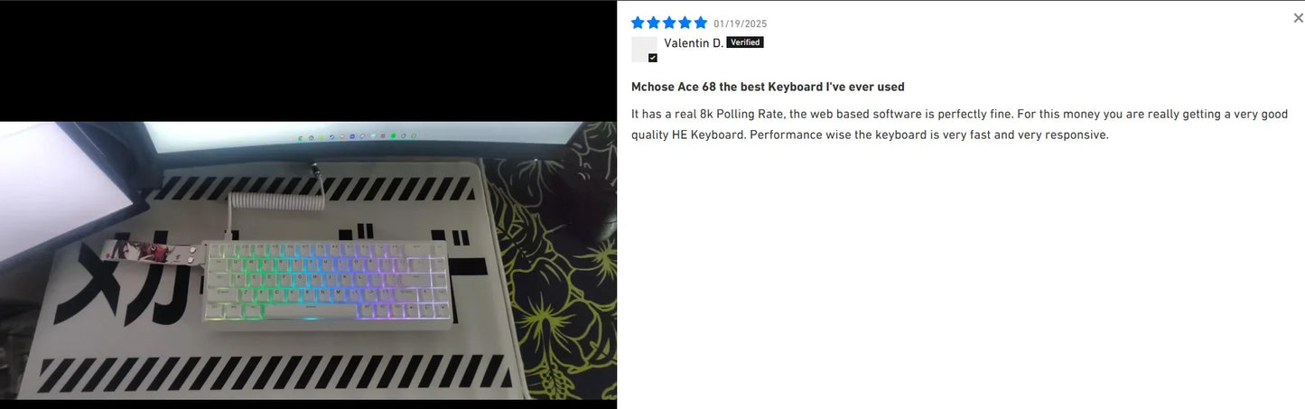 MCHOSE ACE 68 Magnetic Switch Gaming Keyboard Hall Effect Rapid Trigger Programmable RGB 8K Hz DKS/MT/TGL/RS/SOCD Keyboard