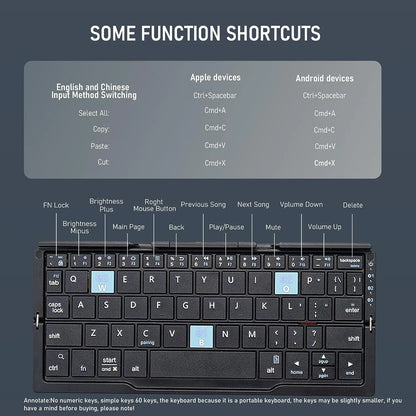Jomaa faltbare Bluetooth-Tastatur, wiederaufladbare Bluetooth-Tastatur für Laptop, iPad und Smartphone, mini, tragbar und faltbar