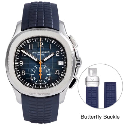 2025 Specht & Söhne Luxury Sports Quartz Watch Japan VD53 Chronograph Stainless Steel Watch Rubber Strap Reloj Hombre Waterproof