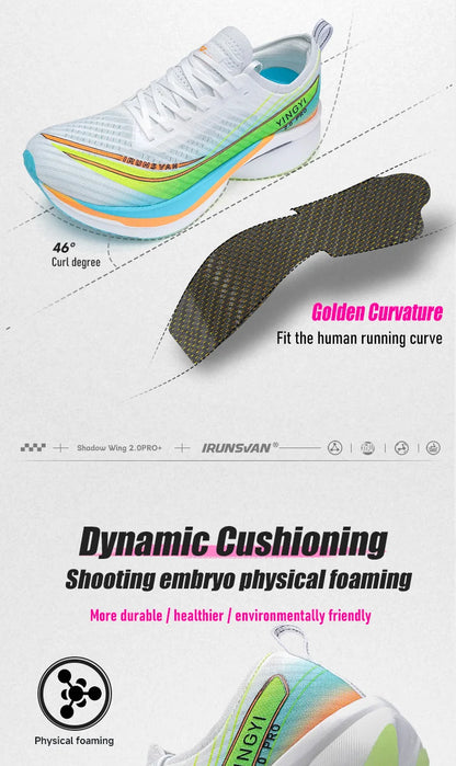 2025 IRUNSVAN SHADOW WING 2.0 PRO Marathon Air Cushion Sports Running Shoes Carbon Plate Trail Running Shoes Lightweight Sneaker