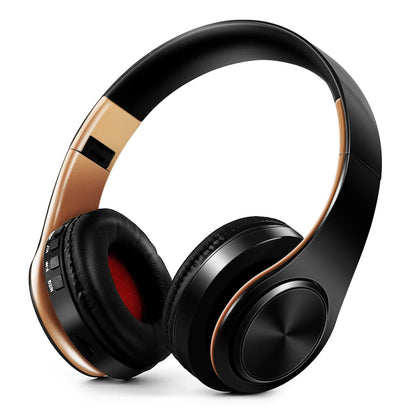 CATASSU Gold Bluetooth Wireless Headphones with Microphone, Stereo Headset, Bluetooth 5.3 Earphones, 40mm HiFi Sound, Foldable Headphones for Android & iOS