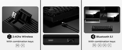 XVX M67 JadeStone Mechanical Keyboard 65% Tri-Mode Wireless Keyboard, Hot Swappable RGB Mechanical Keyboard with IMD Keycaps, Gasket Mount Gaming Keyboard