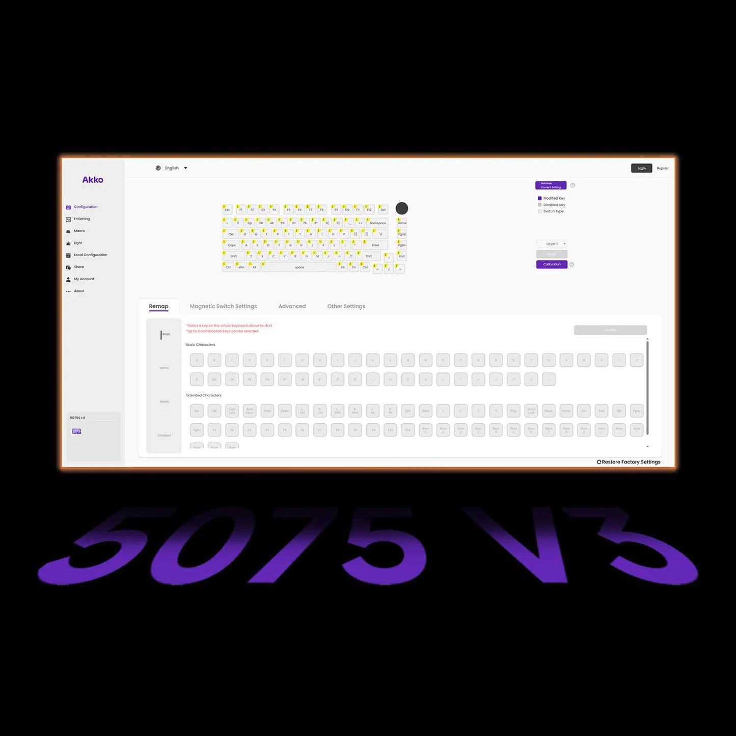 Akko 5075 V3 HE Magnetic Keyboard 75%  Custom Mechanical Gaming Keyboard Rapid Trigger 0.005mm 8K Polling Rate ARGB