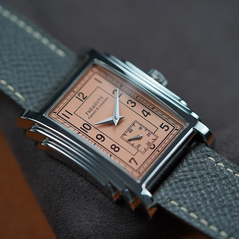 FARASUTE Original Design Square Manual Mechanical Men's Watch Seagull Movement Luxury Retro Sapphire Mirror Waterproof Men Watch