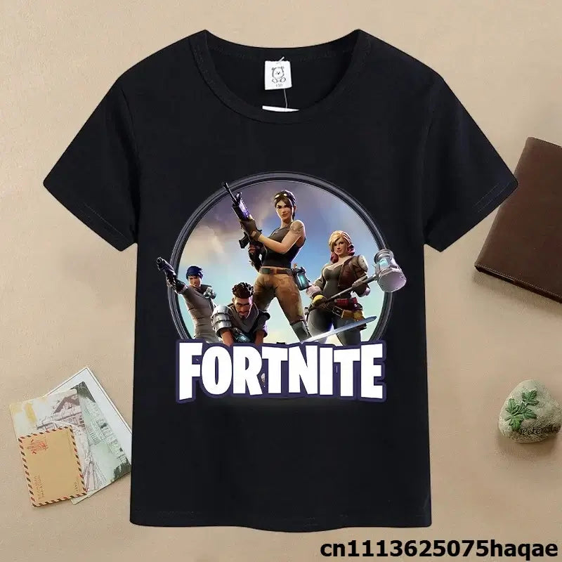 Sommer-Fortnite-Kinder-T-Shirt mit Cartoon-Spielfigur-Print, lässiges Sport-T-Shirt für Jungen, kurzärmelig, Kinderbekleidung