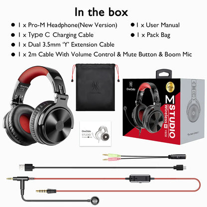 OneOdio 110H Wireless Bluetooth 5.2 Gaming Headset – 110H Battery Life, Deep Bass Over-Ear Headphones with Microphone, Wired & Wireless 2-in-1 PC PS4 Headset