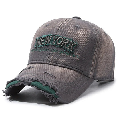 Vintage Old Hole Embroidery Letters Cowboy Baseball Cotton Soft Top Men's and Women's Spring and Summer Casual 56-60cm Sun Hat