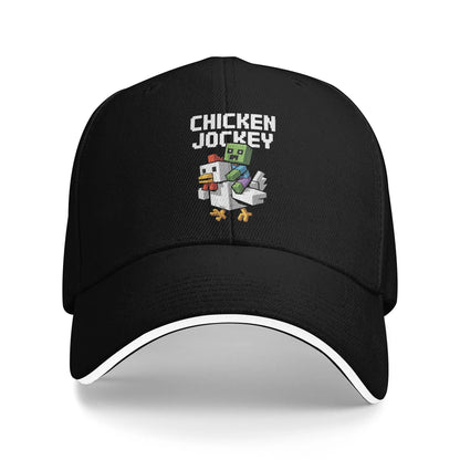 Casquettes de baseball « Chicken Jockey Zombie Pixel Art » sur le thème des films de zombies pour hommes et femmes, casquettes de camionneur, pour le sport en plein air, casquettes de soleil ajustables
