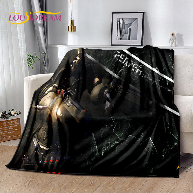 Overwatch Game Gamer D.Va Reaper Soft Plush Blanket, Flannel Blanket Throw Blanket for Living Room Bedroom Bed Sofa Picnic Kid 3D