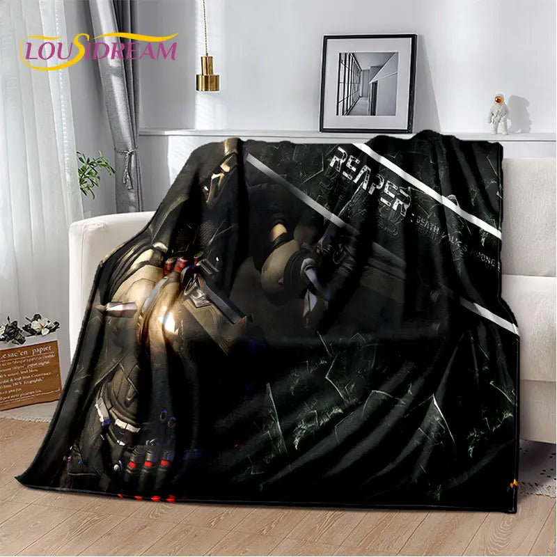 Overwatch Game Gamer D.Va Reaper Soft Plush Blanket, Flannel Blanket Throw Blanket for Living Room Bedroom Bed Sofa Picnic Kid 3D