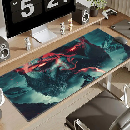 Xxl Mouse Pad God of War Desk Mat Gaming Accessories Keyboard Computer Mousepad Gamer Large Pc Cabinet Office Table Carpet Rug