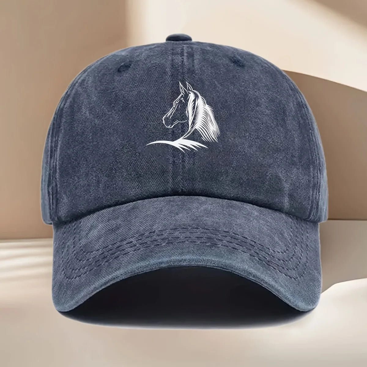 1pc Women's Horse Print Baseball Cap,Elegant Horse Head Design,Durable Textile Fabric,All-Season Casual Hat,suitable for Travel