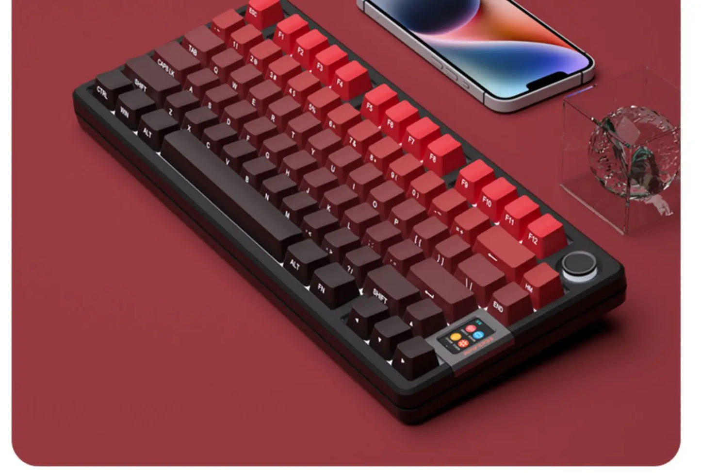 Neue Keycaps für 60/64/84/98/108 Gaming-Mechaniktastaturen mit MX-Switches, 135 Tasten, OEM PBT, seitlich graviert, Farbverlauf in Rot und Schwarz