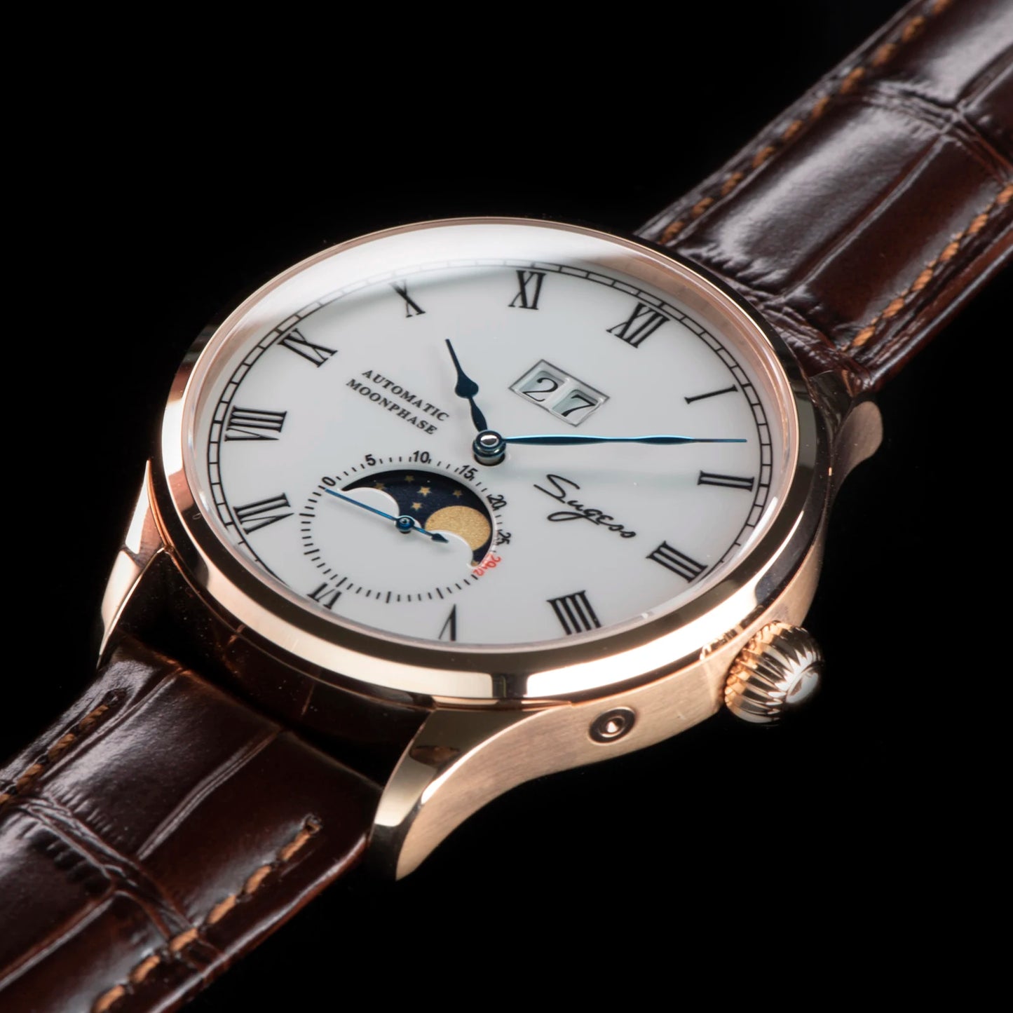 Sugess Watch Tianjin ST25 Automatic Mechanical Movement Real Moonphase Men Watches Luxury Wristwatch Retro Reloj Hombre Sapphire