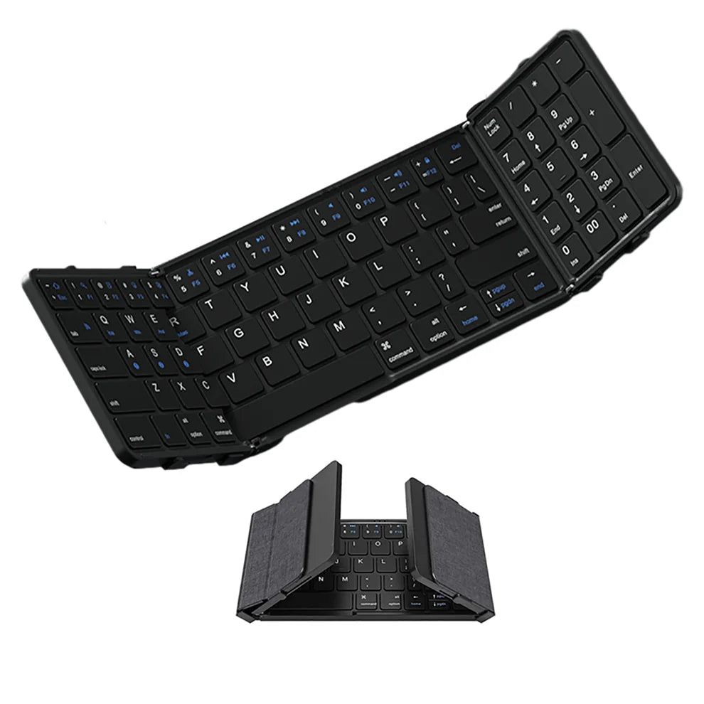 BOW Foldable Bluetooth Keyboard with Touchpad/Numberic Pad Portable Rechargeable Folding Wireless Keyboard for Tablet iPad