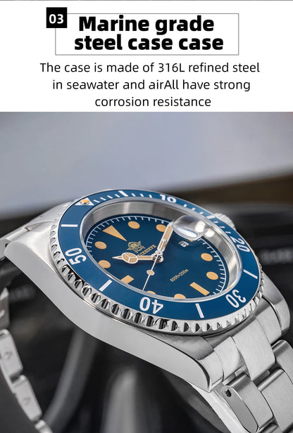 ADDIESDIVE Watch for Men New Quartz Wristwatch Green Ceramic Bezel Diving 200m Luminous 41mm Automatic Date Diver Men's Watch