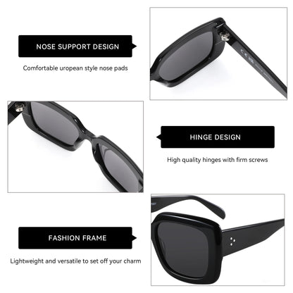 ZENOTTIC Handmade Acetate Sunglasses  luxury 2025 New Uv400 Fashion Square Ladies Polarized Sunglasses ZS6244