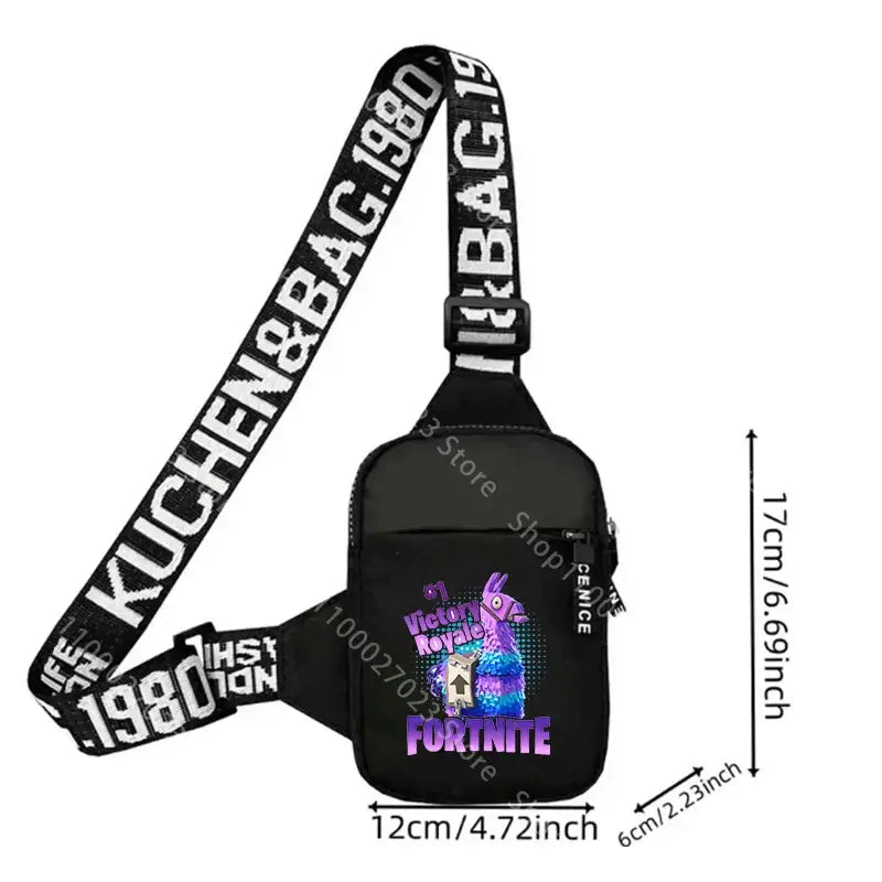 Lekka, sportowo-casualowa torba na ramię dla dorosłych Fortnites, mini torba na telefon z nadrukiem postaci z gry, męska torba crossbody na klatkę piersiową, prezent