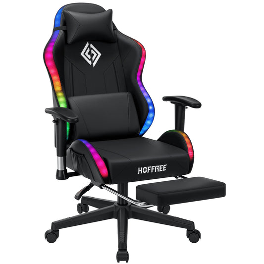 LED Gaming Chair for Kids & Teens 8-15 Years, Ergonomic Gamer Chair with RGB Lighting, Footrest, Lumbar Support, Adjustable PC Gaming Chair