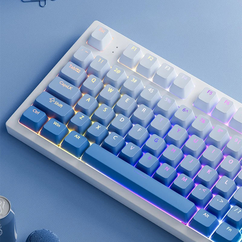 Gradient backlit RGB Gamer Keycaps For Mx Switch Mechanical Keyboard OEM Profile PBT Keycap White Blue ISO Layout Key caps DIY