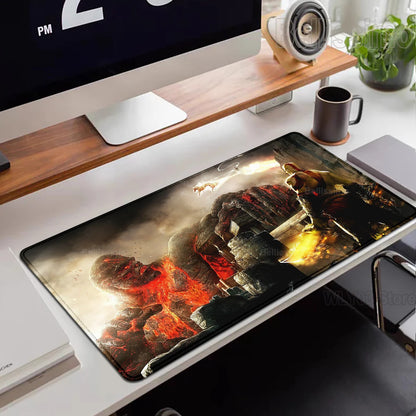 Xxl Mouse Pad God of War Desk Mat Gaming Accessories Keyboard Computer Mousepad Gamer Large Pc Cabinet Office Table Carpet Rug