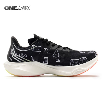 ONEMIX Nylon Carbon Board Marathon Running Racing Shoes, Professional Stable Support, Shock Relief, Ultra-light Rebound Sneakers