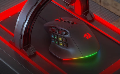 Redragon M811 Aatrox MMO геймърска мишка, кабелна RGB мишка за геймъри с 15 програмируеми бутона и ергономична конструкция за естествен захват