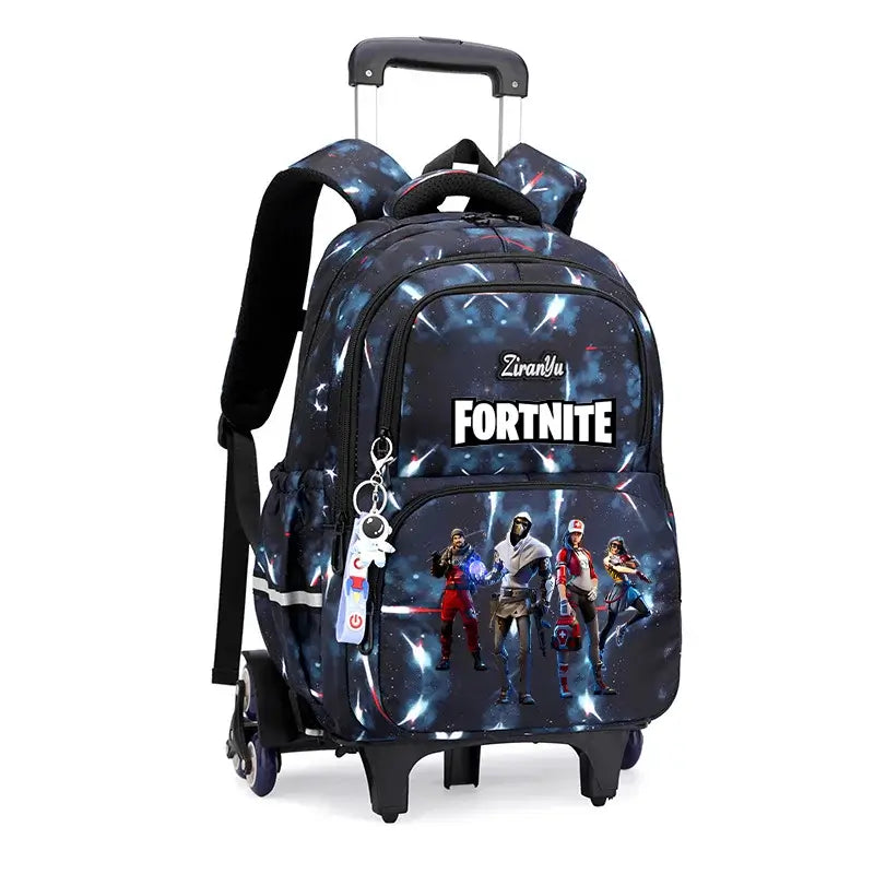 Fortnite Trolley Bag Easy Stair Climbing Anime Waterproof Wheeled Backpack Large Capacity Student Schoolbag Casual Travel Bag