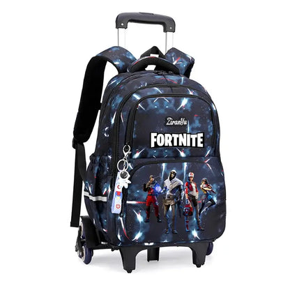 Fortnite Trolley Bag Easy Stair Climbing Anime Waterproof Wheeled Backpack Large Capacity Student Schoolbag Casual Travel Bag