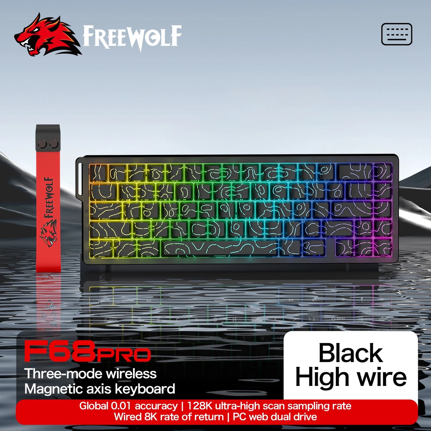 Teclado gaming magnético ATTACK SHARK X68HE X68PRO HE e FREEWOLF F68 com fios F68Pro sem fios para gaming profissional 0.01mm Rapid Trigg
