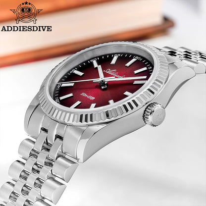ADDIESDIVE New Men's Watch AD2073 Sapphire Glass 36mm VH31 Sunburst Quartz Watches 10Bar Waterproof Diving Luminous Wristwatch