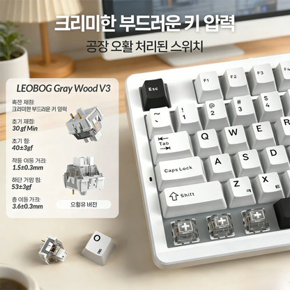 AULA×LINGBAO K87 Wireless Keyboard Korean Letters Gasket-Mounted PBT Keycaps Macro Software LEOBOG Switch