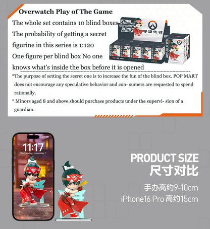 POP MART Seria Overwatch „Play of The Game” – Cutie surpriză originală cu conținut aleatoriu – Figurine drăguțe de anime, ornamente și figurine de acțiune