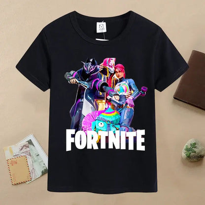 Sommer-Fortnite-Kinder-T-Shirt mit Cartoon-Spielfigur-Print, lässiges Sport-T-Shirt für Jungen, kurzärmelig, Kinderbekleidung