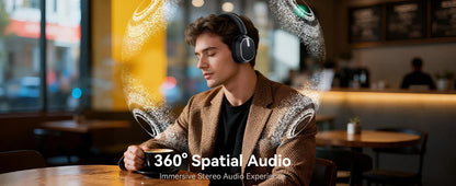Active Noise Cancelling Headphones Bluetooth 6.0 Wireless Over-Ear Headphones with 120H Battery, 6-Mic ENC Calls, LED Power Display & Spatial Audio