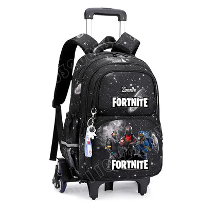 Fortnite Trolley Bag Easy Stair Climbing Anime Waterproof Wheeled Backpack Large Capacity Student Schoolbag Casual Travel Bag