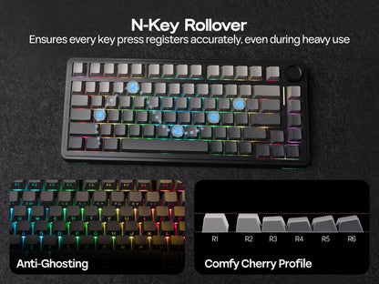 EPOMAKER EA75 75% US QWERTY Layout Hot-Swap Gasket-Mounted Wired/2.4GHz/Bluetooth Wireless Mechanical Keyboard RGB Backlight